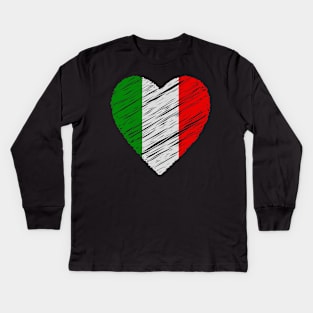 In this picture we see a heart in the shape of the Italian flag. Kids Long Sleeve T-Shirt